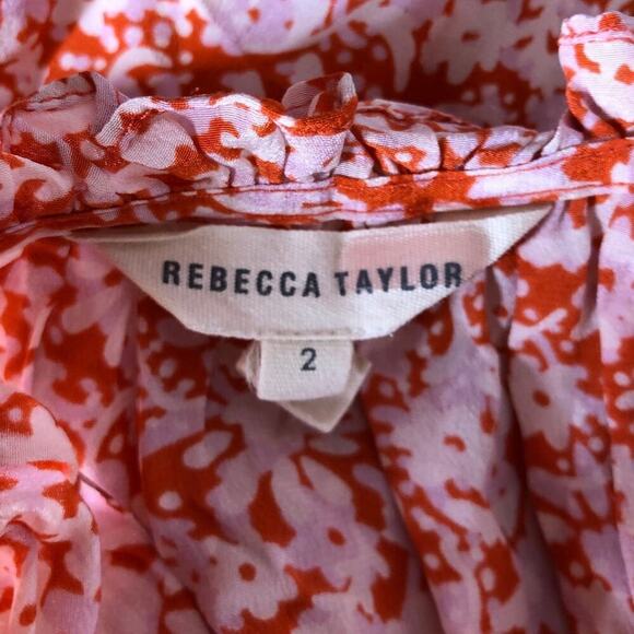 Rebecca Taylor Provence Block Dress Silk Sleeveless Floral Red Combo Size 2 - Picture 8 of 12